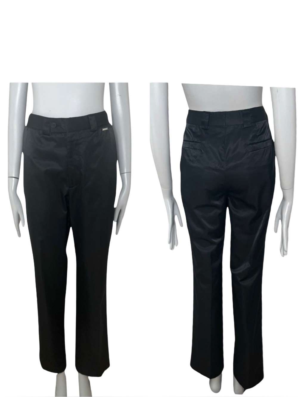 VERSACE Vintage Satin High Waist Black Pants
